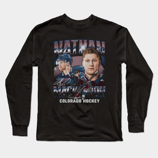 Nathan MacKinnon Colorado Vintage Long Sleeve T-Shirt by ClarityMacaws